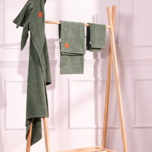Set asciugamani ed accappatoio in spugna Bamboo verde