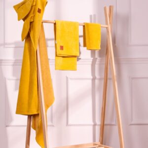 Set asciugamani ed accappatoio in spugna Bamboo senape